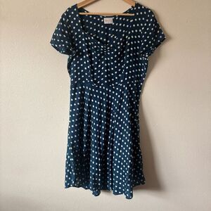 Compania Fantastica Spanish Navy White Polka Dot Indie Mini Dress Size Medium